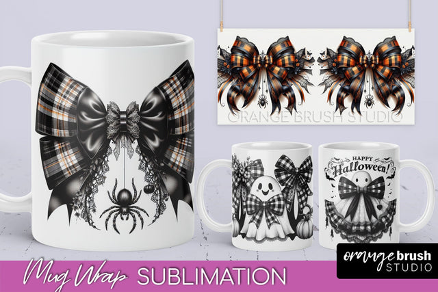 Halloween Coquette Mug Wrap - Coquette Bow Mug Sublimation Sublimation OrangeBrushStudio 