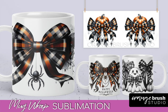 Halloween Coquette Mug Wrap - Coquette Bow Mug Sublimation Sublimation OrangeBrushStudio 
