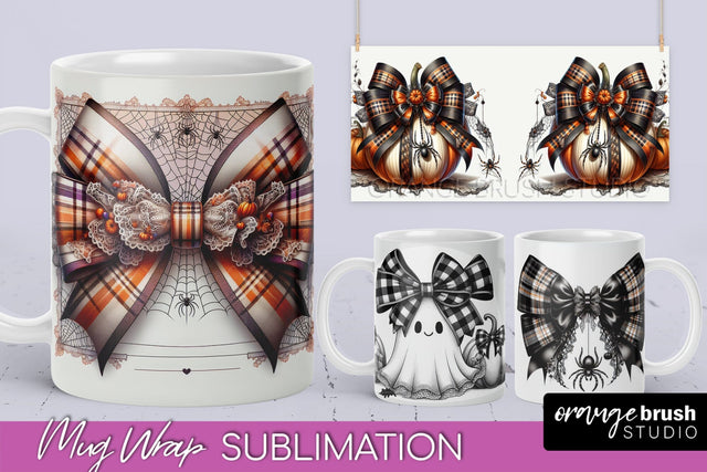 Halloween Coquette Mug Wrap - Coquette Bow Mug Sublimation Sublimation OrangeBrushStudio 