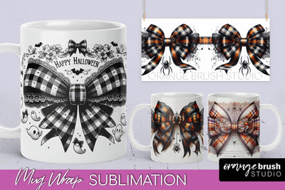 Halloween Coquette Mug Wrap - Coquette Bow Mug Sublimation Sublimation OrangeBrushStudio 