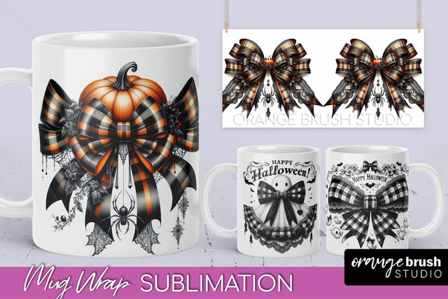 Halloween Coquette Mug Wrap - Coquette Bow Mug Sublimation Sublimation OrangeBrushStudio 