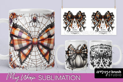 Halloween Coquette Mug Wrap - Coquette Bow Mug Sublimation Sublimation OrangeBrushStudio 