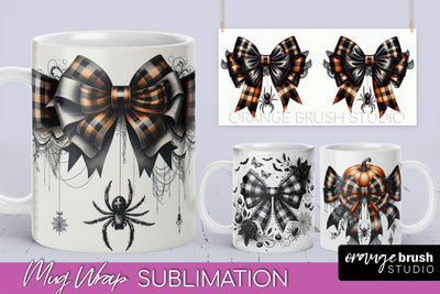 Halloween Coquette Mug Wrap - Coquette Bow Mug Sublimation Sublimation OrangeBrushStudio 