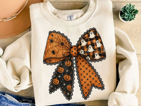 Halloween Coquette Pumpkin Bow PNG SVG artprintfile 