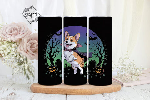 Halloween Corgi 20oz Tumbler Wrap Sublimation sassyprint 