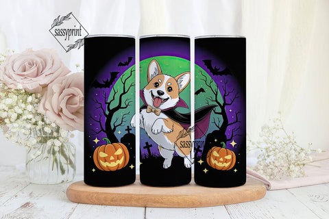 Halloween Corgi 20oz Tumbler Wrap Sublimation sassyprint 
