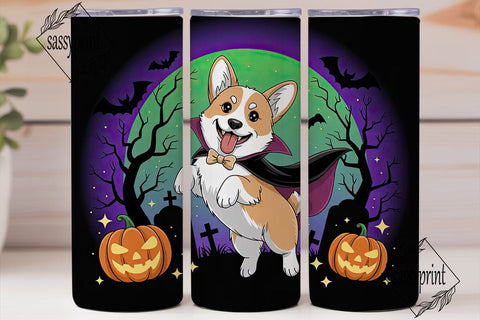 Halloween Corgi 20oz Tumbler Wrap Sublimation sassyprint 