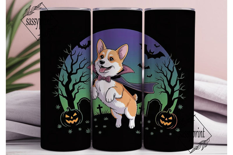 Halloween Corgi 20oz Tumbler Wrap Sublimation sassyprint 