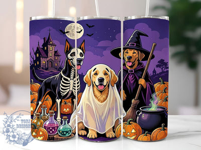 Halloween Costume Dogs 20oz Tumbler, Costume Dog Motif, Halloween Art Design, Spooky Cute Theme, Whimsical Accent, Playful Charm, Sublimation Wrap, 20oz Tumbler Sublimation ToriDesigns 