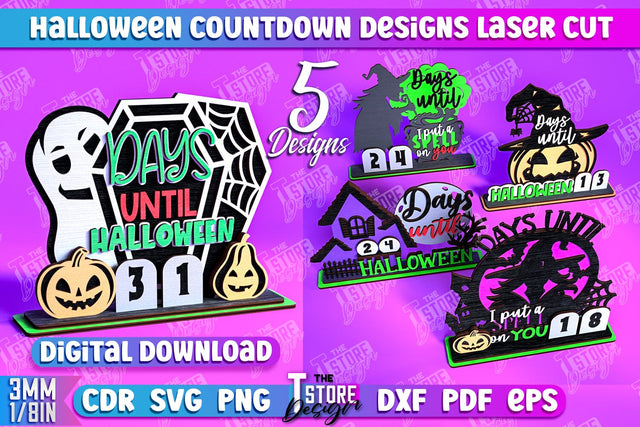 Halloween Countdown Bundle | Halloween Calendar Template | Days Until Halloween | CNC Files SVG The T Store Design 