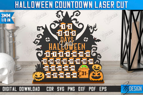 Halloween Countdown Laser Cut Bundle | Halloween Calendar Template | Days Until Halloween | CNC Files SVG Fly Design 