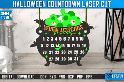 Halloween Countdown Laser Cut Bundle | Halloween Calendar Template | Days Until Halloween | CNC Files SVG Fly Design 