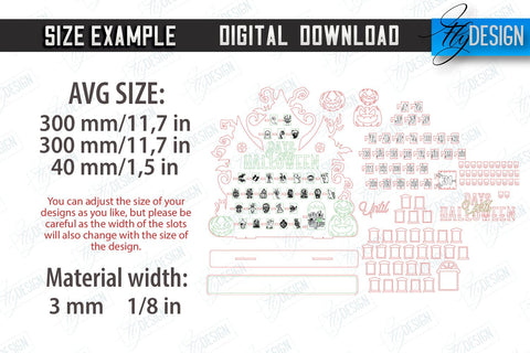 Halloween Countdown Laser Cut Bundle | Halloween Calendar Template | Days Until Halloween | CNC Files SVG Fly Design 
