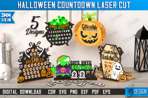 Halloween Countdown Laser Cut Bundle | Halloween Calendar Template | Days Until Halloween | CNC Files SVG Fly Design 