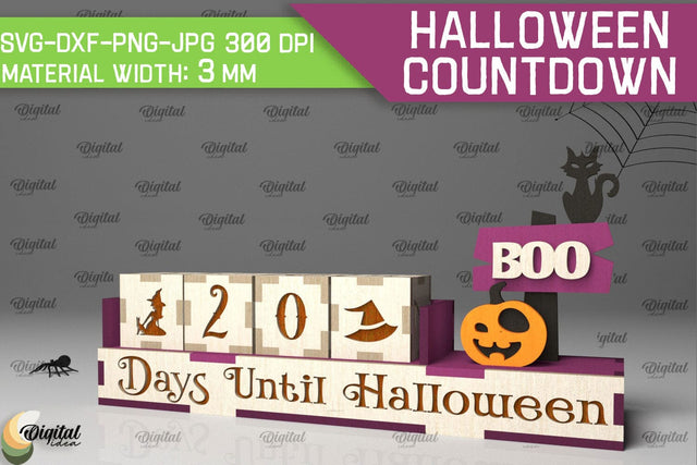 Halloween Countdown Laser Cut Design. Spooky Halloween SVG SVG Evgenyia Guschina 