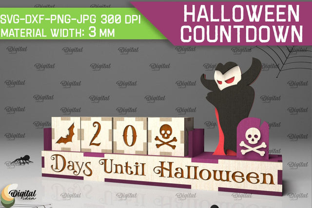 Halloween Countdown Laser Cut Design. Spooky Halloween SVG SVG Evgenyia Guschina 