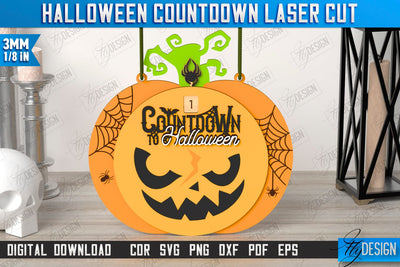 Halloween Countdown Laser Cut | Halloween Calendar Template | Days Until Halloween | CNC File SVG Fly Design 