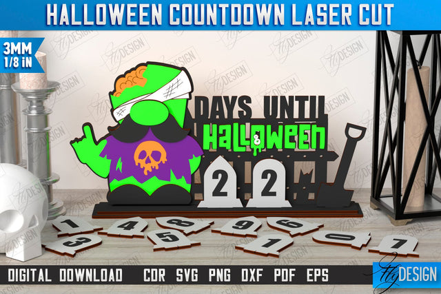 Halloween Countdown Laser Cut | Halloween Calendar Template | Days Until Halloween | CNC File SVG Fly Design 