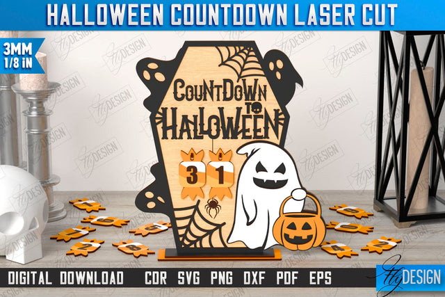 Halloween Countdown Laser Cut | Halloween Calendar Template | Days Until Halloween | CNC File SVG Fly Design 