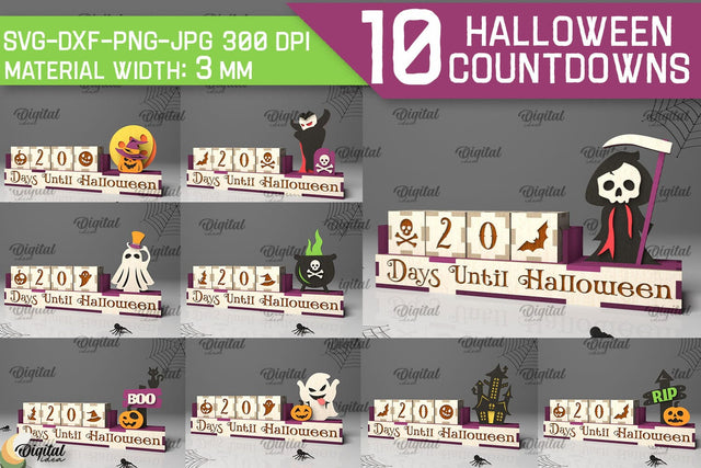 Halloween Countdowns Laser Cut Bundle. Spooky Halloween SVG SVG Evgenyia Guschina 