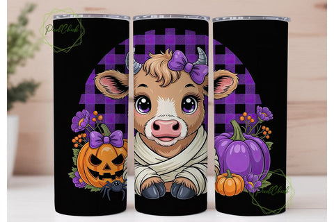 Halloween Cow 20oz Tumbler Wrap Sublimation PixelChick 