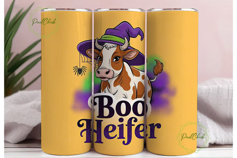 Halloween Cow 20oz Tumbler Wrap Sublimation PixelChick 