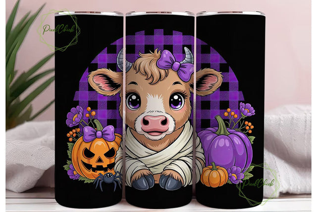 Halloween Cow 20oz Tumbler Wrap Sublimation PixelChick 