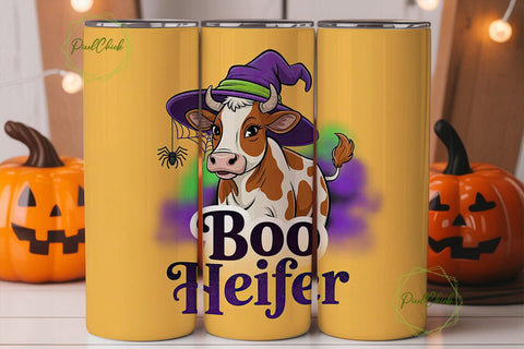 Halloween Cow 20oz Tumbler Wrap Sublimation PixelChick 