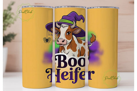 Halloween Cow 20oz Tumbler Wrap Sublimation PixelChick 