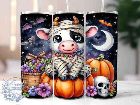 Halloween Cow, Mummy Design, Tumbler PNG, Sublimation Art, Highland Cow, Spooky Decor, Fall Gift, Digital Download Sublimation ToriDesigns 