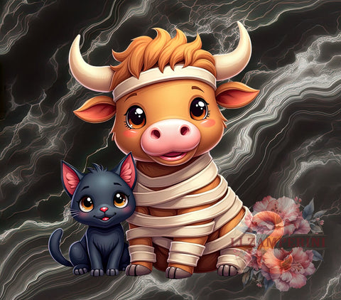 Halloween Cow, Spooky Art, Highland Cow PNG, Digital Download, Halloween Decor, Cow Clipart, Fall Vibes, Cute Halloween Sublimation Li Zamperini 