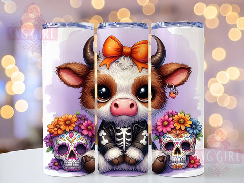 Halloween Cow Tumbler, Highland Cow Design, 20oz Tumbler Wrap, Sublimation PNG, Spooky Cow Tumbler, Halloween Drinkware, Digital Download Sublimation SvggirlplusArt 