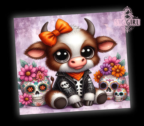 Halloween Cow Tumbler, Highland Cow Design, 20oz Tumbler Wrap, Sublimation PNG, Spooky Cow Tumbler, Halloween Drinkware, Digital Download Sublimation SvggirlplusArt 