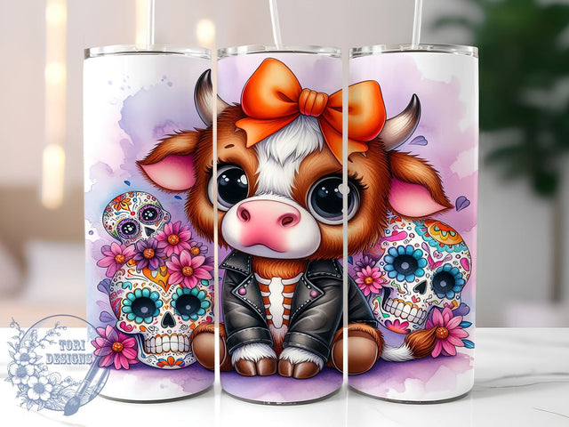 Halloween Cow Tumbler, Highland Cow Wrap, 20oz Sublimation Design, Spooky Cow Gift, Fall Tumbler Design, Digital Download, Cute Halloween Drinkware Sublimation ToriDesigns 