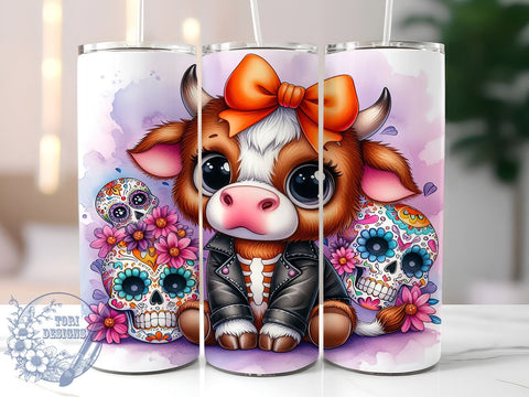 Halloween Cow Tumbler, Highland Cow Wrap, 20oz Sublimation Design, Spooky Cow Gift, Fall Tumbler Design, Digital Download, Cute Halloween Drinkware Sublimation ToriDesigns 
