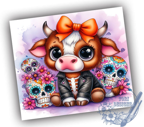 Halloween Cow Tumbler, Highland Cow Wrap, 20oz Sublimation Design, Spooky Cow Gift, Fall Tumbler Design, Digital Download, Cute Halloween Drinkware Sublimation ToriDesigns 