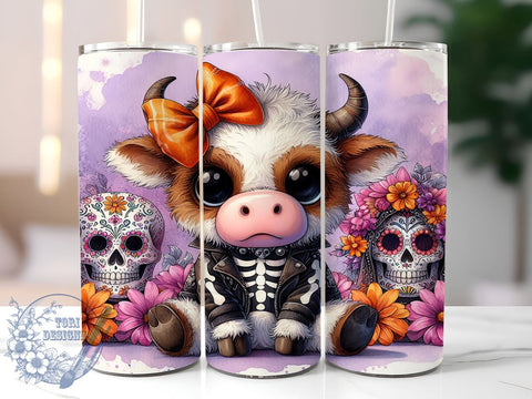 Halloween Cow Tumbler, Highland Cow Wrap, 20oz Sublimation Design, Spooky Cow Gift, Fall Tumbler Design, Digital Download, Cute Halloween Drinkware Sublimation ToriDesigns 