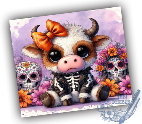 Halloween Cow Tumbler, Highland Cow Wrap, 20oz Sublimation Design, Spooky Cow Gift, Fall Tumbler Design, Digital Download, Cute Halloween Drinkware Sublimation ToriDesigns 