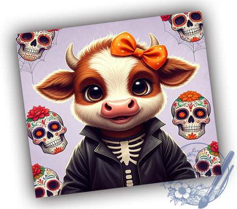Halloween Cow Tumbler, Highland Cow Wrap, 20oz Sublimation Design, Spooky Cow Gift, Fall Tumbler Design, Digital Download, Cute Halloween Drinkware Sublimation ToriDesigns 