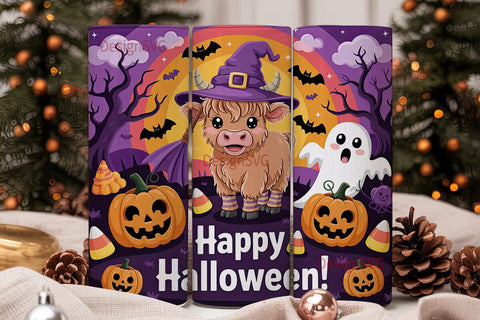 Halloween Cow Tumbler Wrap PNG Sublimation DesignSVG 