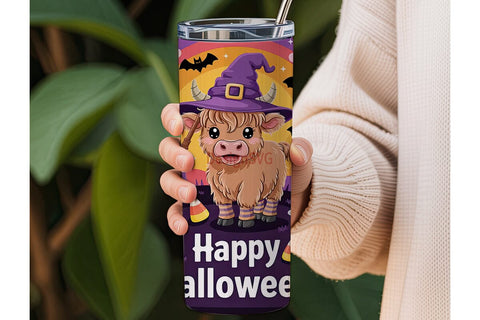 Halloween Cow Tumbler Wrap PNG Sublimation DesignSVG 