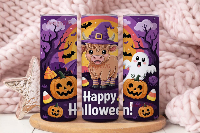 Halloween Cow Tumbler Wrap PNG Sublimation DesignSVG 