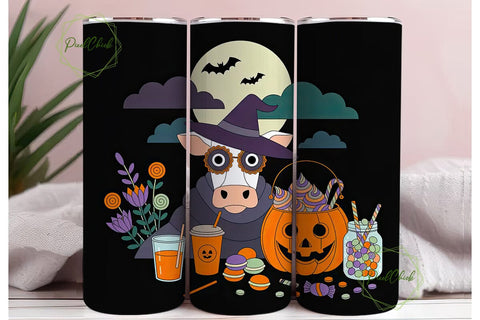 Halloween Cow Tumbler Wrap Sublimation PixelChick 
