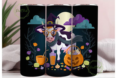 Halloween Cow Tumbler Wrap Sublimation PixelChick 