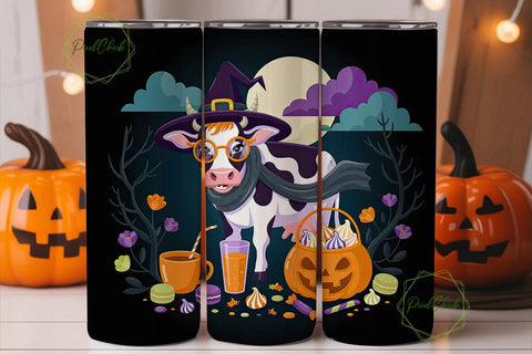Halloween Cow Tumbler Wrap Sublimation PixelChick 