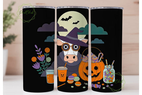 Halloween Cow Tumbler Wrap Sublimation PixelChick 