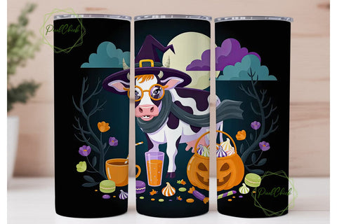 Halloween Cow Tumbler Wrap Sublimation PixelChick 