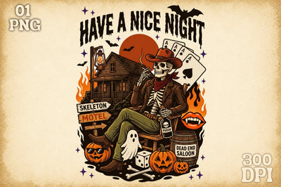 Halloween Cowboy Png-Vintage Motel Png Sublimation designartist 
