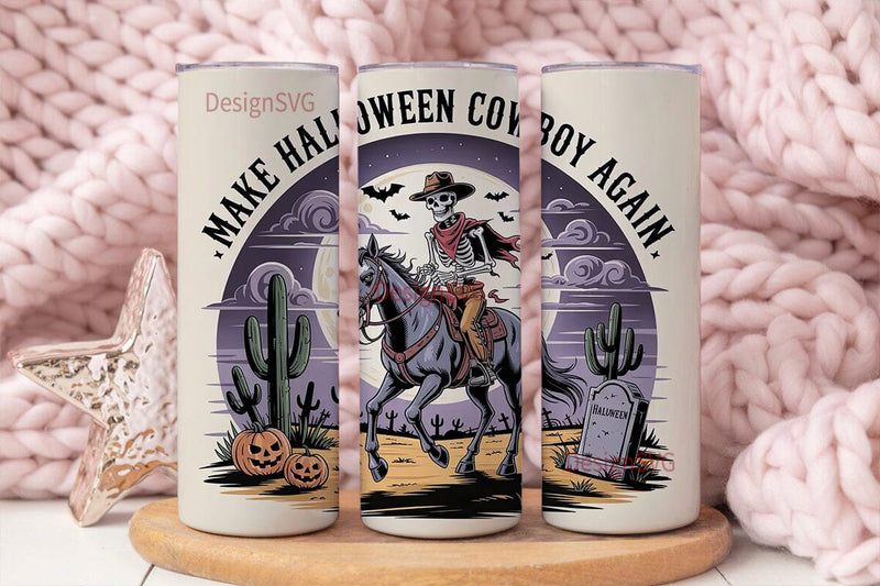 Halloween Cowboy Tumbler Wrap Sublimation DesignSVG 