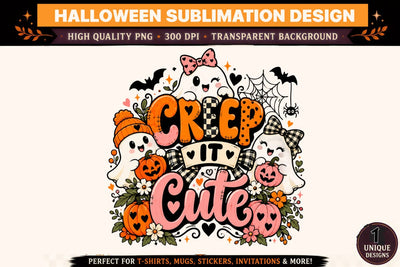 Halloween Creep It Cute PNG, Cute Ghost Pumpkin Sublimation Design, Coquette Halloween Clipart, Pink Orange Spooky Season Graphic, Checkerboard Bow Halloween Art Sublimation BlackCatsMedia 